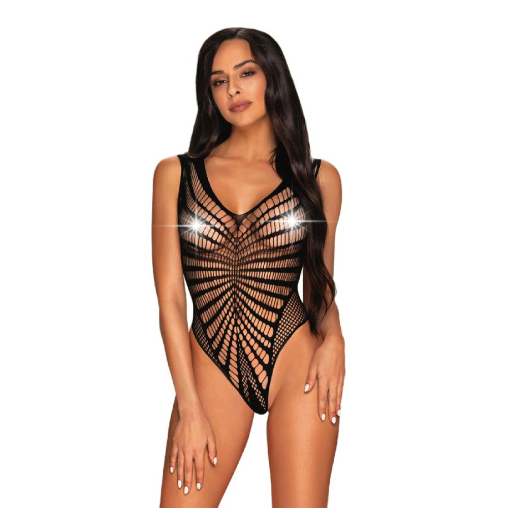 Сексуальне боді з перфорацією Obsessive чорне, XL/XXL (45832), zoom