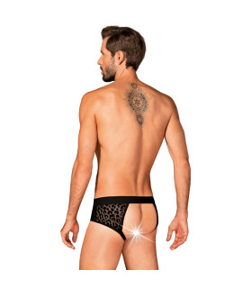 Трусы мужские сексуальные L/XL Azmeron Obsessive, с обнаженными ягодицами, черные - No Taboo