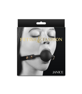Кляп з кулькою NS Novelties Janice на регульованому ремінці, чорний, 56 х 4.1 см - No Taboo