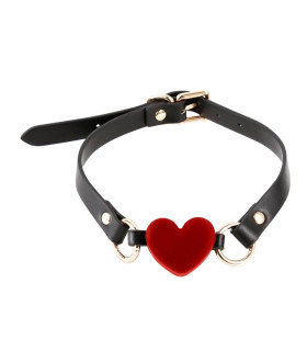 Кляп у вигляді серця NS Novelties Katherine на регульованому ремінці, червоно-чорний, 55 х 4 см - No Taboo