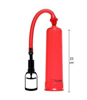 Вакуумная помпа для члена Toy Joy Power Pump механическая, красная, 23 х 5.5 см - No Taboo