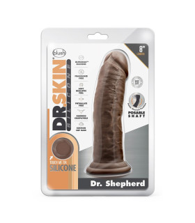 Фаллоимитатор реалистичный с позвоночником Blush Dr. Skin на присоске, коричневый, 20.3 х 5 см - No Taboo