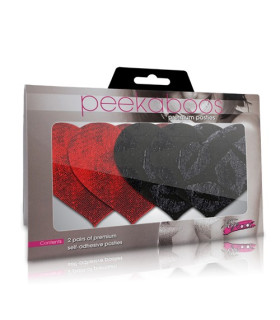 Наклейки на соски Peekaboo в виде сердец, красные и черные, One Size - No Taboo