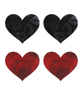 Наклейки на соски Peekaboo в виде сердец, красные и черные, One Size - No Taboo