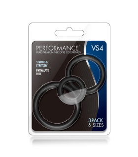 Набір ерекційних кілець Blush Vs4 чорний, 3 шт - No Taboo