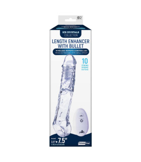 Насадка на пеніс реалістична NMC з віброкулею та пультом, прозора, 19 х 4 см - No Taboo