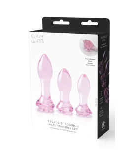 Набор анальных пробок Dreamtoys Rosebud стеклянный, розовый, 3 шт - No Taboo