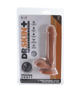 Фаллоимитатор реалистичный с хребтом Blush Dr. Skin на присоске, киберкожа, коричневый, 16.5 х 3.1 см - No Taboo