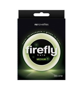Эрекционное кольцо NS Novelties Firefly Halo Medium светящееся в темноте, прозрачное, 5.3 х 5.3 см - No Taboo