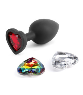 Анальная пробка NS Novelties с 3 сменными камнями, черная, 7.2 х 2.9 см - No Taboo