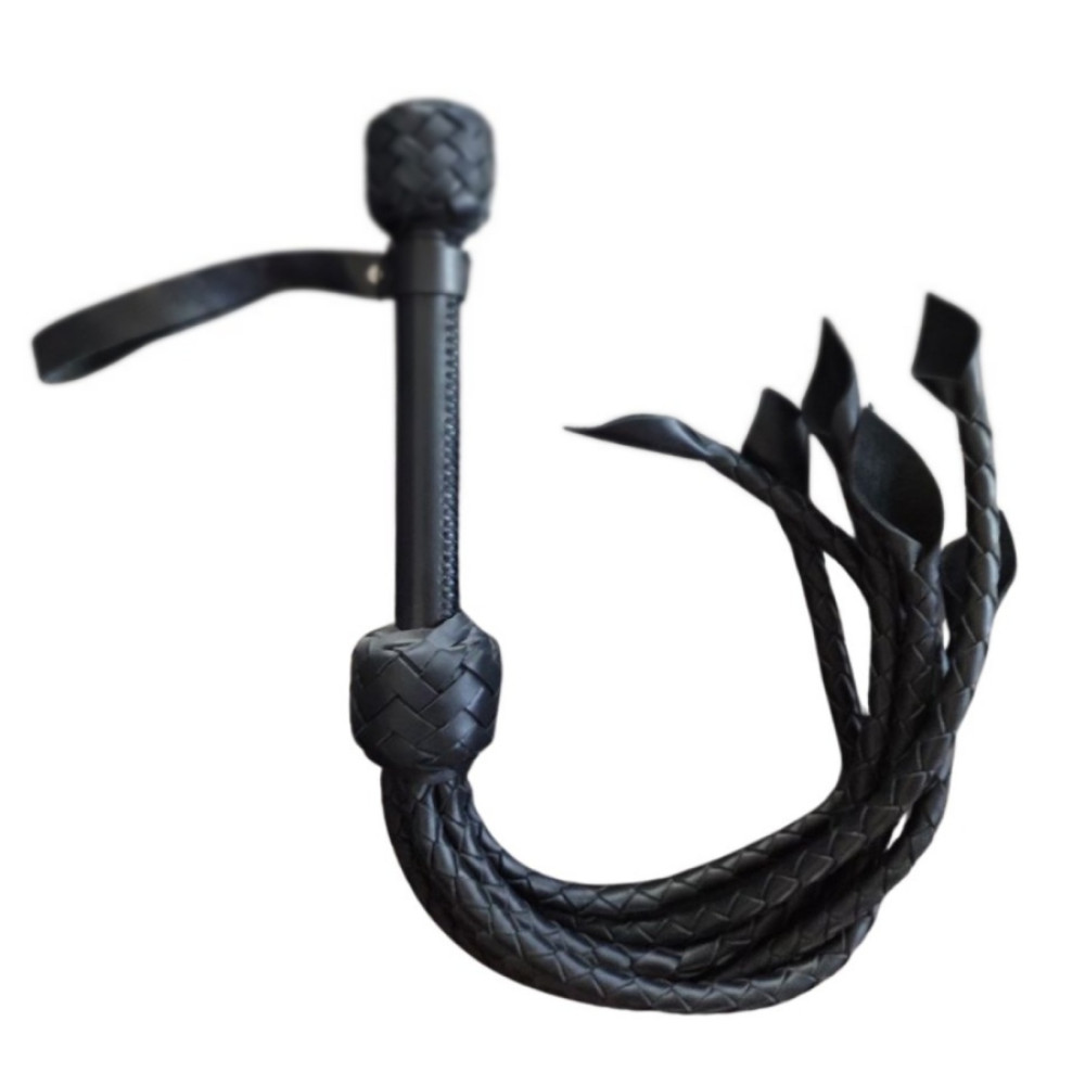Плётка с хвостиками (флоггер) Candy Hero, кожаная, чёрная (215006), zoom