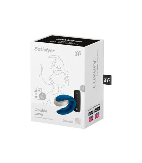 Вібратор для пар Satisfyer Double Love з додатком та пультом, блакитний, 8.6 х 4.2 см - No Taboo