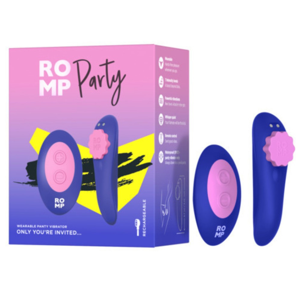Вібратор в трусики ROMP Party з пультом, рожево-синій, 8.7 см (337475), zoom