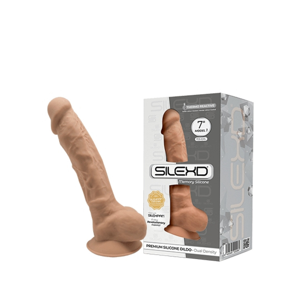 Фаллоимитатор термореактивный SilexD Model 1 на присоске, бежевый, 17.6 х 3.5 см (336942), zoom