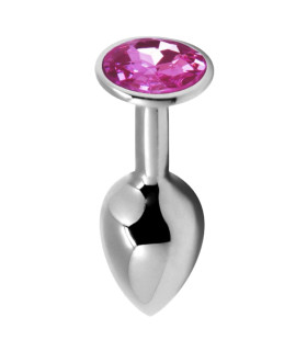Анальная пробка Alive Anal Pleasure S, с розовым камнем, серебристая, 6,3 х 2,8 см - No Taboo