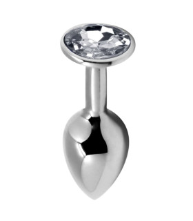 Анальная пробка Alive Anal Pleasure S, с белым камнем, серебристая, 6,3 х 2,8 см - No Taboo