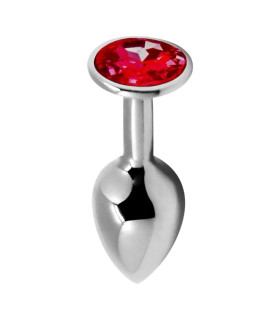 Анальная пробка Alive Anal Pleasure S, с красным камнем, серебристая, 7 х 2,8 см - No Taboo