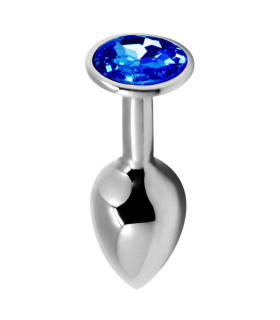 Анальная пробка Alive Anal Pleasure S, с голубым камнем, серебристая, 7 х 2,8 см - No Taboo
