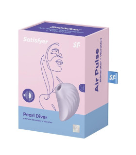 Вакуумный стимулятор Satisfyer Pearl Diver для клитора, с вибрацией, фиолетовый, 9.1 х 6.6 см - No Taboo