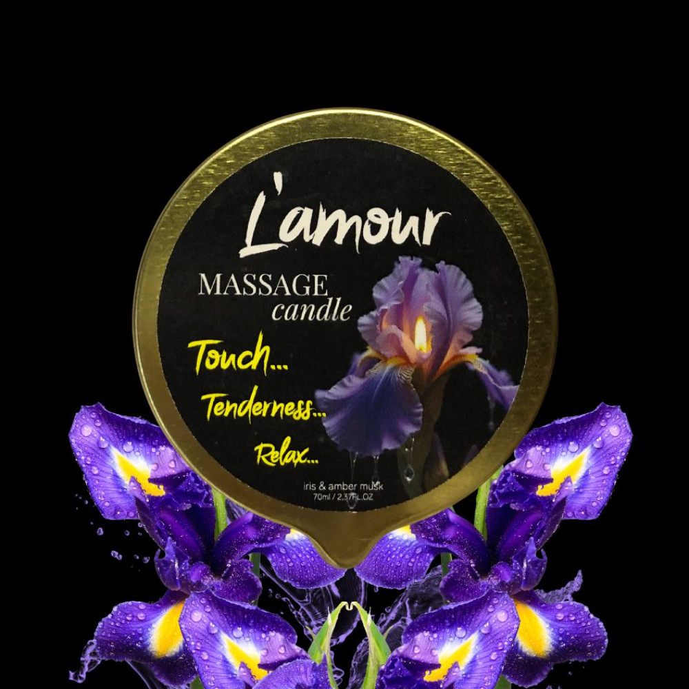 Масажна свічка L'amour Iris & Amber Musk, золота, 70 мл (337266), zoom