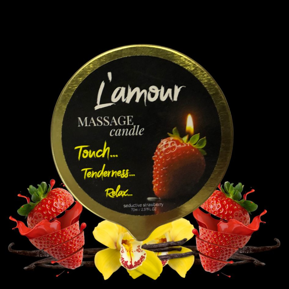 Масажна свічка L'amour Seductive Strawberry, золота, 70 мл (337274), zoom