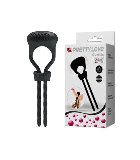 Ерекційна петля Pretty Love Curitis з вібрацією, чорна, 13.5 х 4.8 см - No Taboo