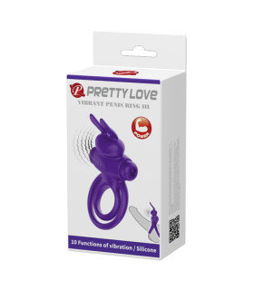 Эрекционное виброкольцо Pretty Love Ring III с ушками, фиолетовое, 9.7 х 5.6 см - No Taboo