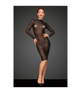 Полупрозрачное платье Noir Handmade, черное в полоску, размер L - No Taboo