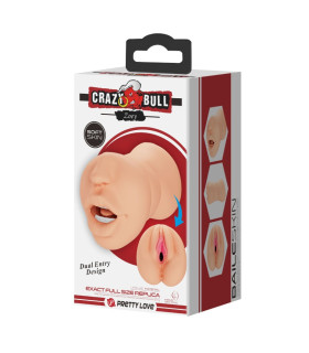 Мастурбатор двусторонний Pretty Love Zoey рот и вагина, бежевый, 17 х 8.2 см - No Taboo