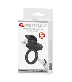 Виброэрекционное кольцо Pretty Love Debonaire черное, 8.5 х 3.5 см - No Taboo