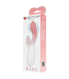 Вибратор-кролик Pretty Love Brighty, бело-розовый, 20 х 3.4 см - No Taboo