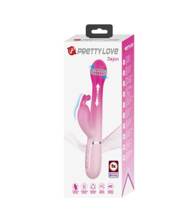 Вібратор-кролик Pretty Love Dejon з ротацією та фрикціями, рожевий, 22.6 х 3.7 см - No Taboo