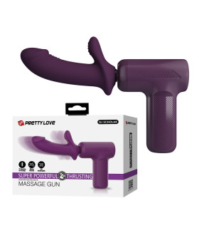 Вібратор-пістолет Pretty Love Massage Gun з фрикціями, фіолетовий, 13.6 х 3.9 см - No Taboo