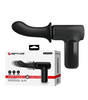 Вібратор-пістолет Pretty Love Massage Gun з фрикціями, чорний, 13.6 х 3.9 см - No Taboo