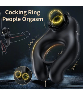 Ерекційне віброкільце BeYourLover Abe з пультом та двома моторами, чорне, 10 х 3.7 см - No Taboo