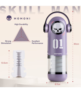 Мастурбатор автоматический BeYourLover SKULL MAN с вибрацией, фрикциями и подогревом, фиолетовый, 30 х 8.7 см - No Taboo