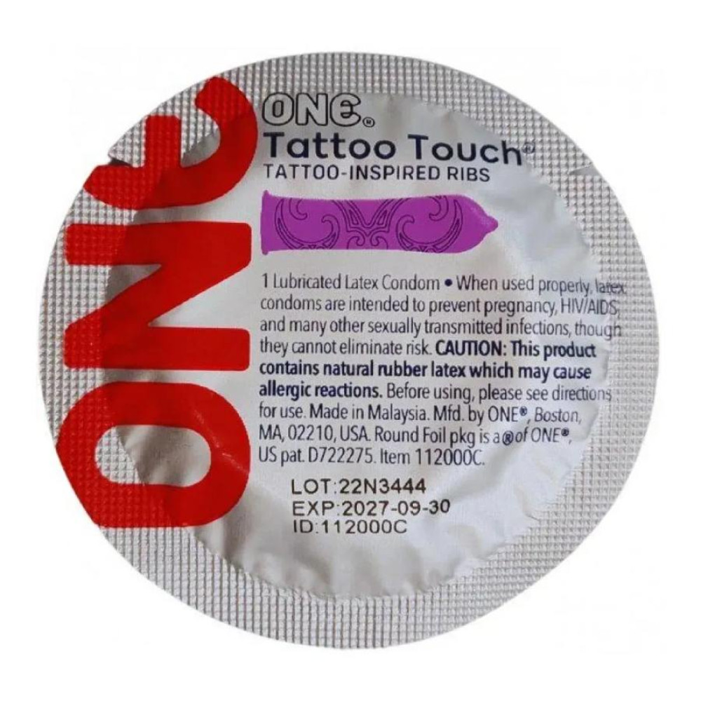 Презервативы латексные One Tattoo Touch фиолетовые, 5 шт (215062), zoom