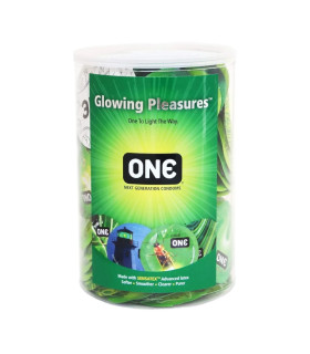 Презервативы в банке One Glowing Pleasures светятся в темноте, 100 шт - No Taboo