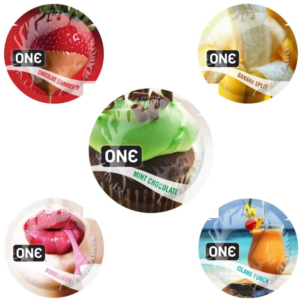 Презервативы оральные One FlavorWaves пять вкусов, латексные, 5 шт (337907), zoom
