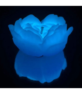 Свеча роза люминесцентная GlowKink 62 г, низкотемпературная, L, для БДСМ, голубая - No Taboo