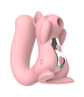 Вакуумный стимулятор клитора Sweet Em Sneaky Squirrel розовый, с вибрацией, 10.5 х 8.9 см - No Taboo