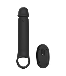 Вибронасадка на член удлиняющая DreamToys с дистанционным управлением, черная, 24 х 4.4 см - No Taboo