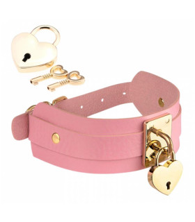Ошейник Kinky Diva Heart Lock & Key с замочком и ключиком, розовый - No Taboo