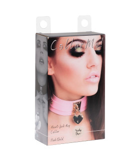 Ошейник Kinky Diva Heart Lock & Key с замочком и ключиком, розовый - No Taboo