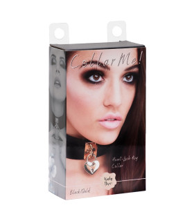 Ошейник Kinky Diva Heart Lock & Key с замочком и ключиком, черный - No Taboo