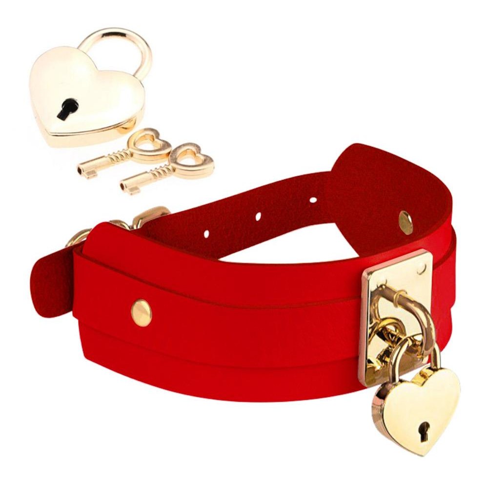 Ошейник Kinky Diva Heart Lock & Key с замочком и ключиком, красный (334764), zoom