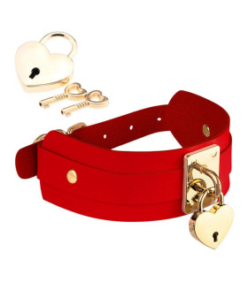 Ошейник Kinky Diva Heart Lock & Key с замочком и ключиком, красный - No Taboo