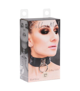 Ошейник с кольцом Kinky Diva черно-серебристый - No Taboo