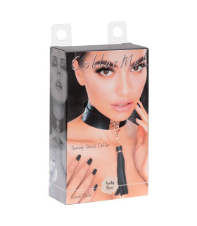 Ошейник с брелком с кисточкой Kinky Diva Teasing Tassel черно-золотистый, 43.5 см х 4.5 см - No Taboo