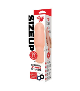 Насадка на пенис Size-Up Penis Extender реалистичная, бежевая, 21.1 х 4.6 см - No Taboo